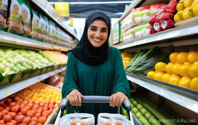 친환경 마케팅 업계 현황 - **Prompt:** A vibrant, sunlit indoor marketplace in a contemporary Middle Eastern city, showcasing a...