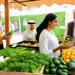 친환경 마케터 자격 취득 절차 - **Prompt:** A diverse group of modern Arab consumers, including a family with a toddler in a clean d...