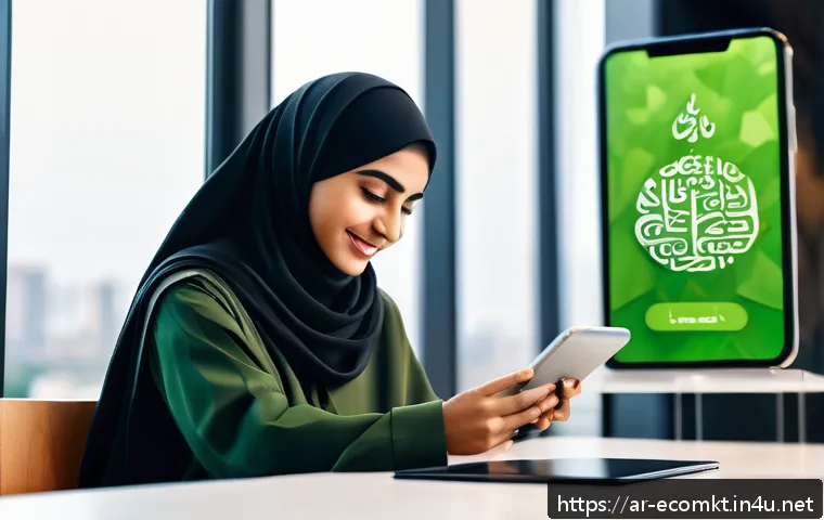 친환경 마케터의 실무 훈련 - A vibrant digital marketing campaign scene targeting Arabic youth on social media, featuring young A...