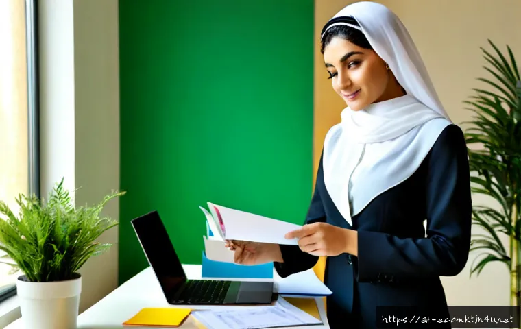 친환경 마케팅 자격증 취득 방법 - Photorealistic Arab marketing professional in modest business attire studying sustainable marketing ...